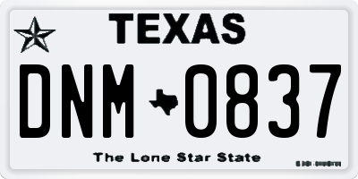 TX license plate DNM0837
