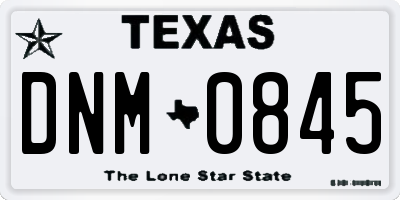 TX license plate DNM0845