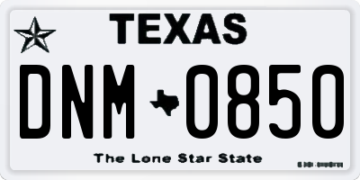 TX license plate DNM0850