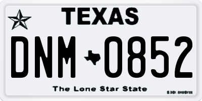 TX license plate DNM0852