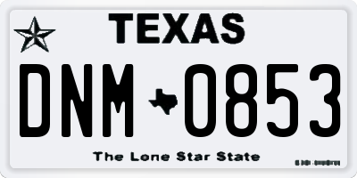 TX license plate DNM0853