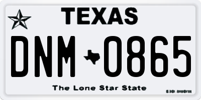 TX license plate DNM0865