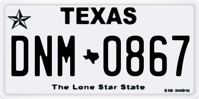 TX license plate DNM0867