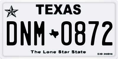 TX license plate DNM0872