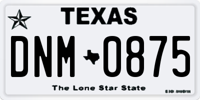 TX license plate DNM0875