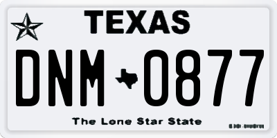 TX license plate DNM0877