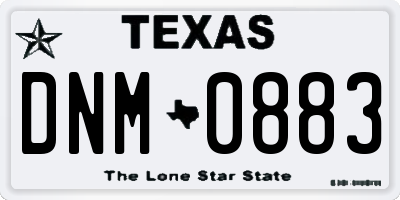 TX license plate DNM0883