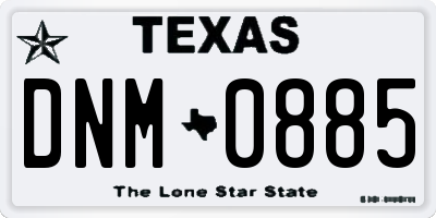 TX license plate DNM0885