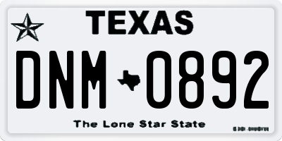 TX license plate DNM0892