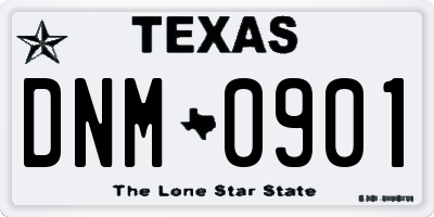 TX license plate DNM0901