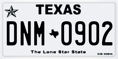 TX license plate DNM0902