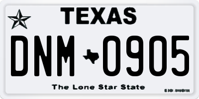 TX license plate DNM0905