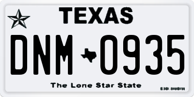 TX license plate DNM0935