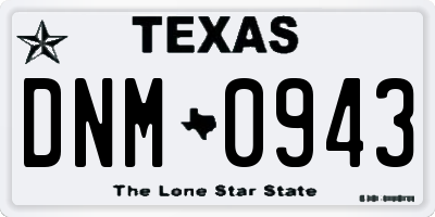 TX license plate DNM0943