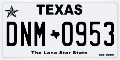 TX license plate DNM0953