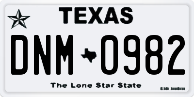 TX license plate DNM0982