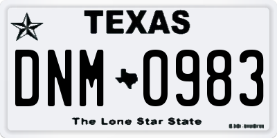 TX license plate DNM0983