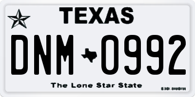 TX license plate DNM0992