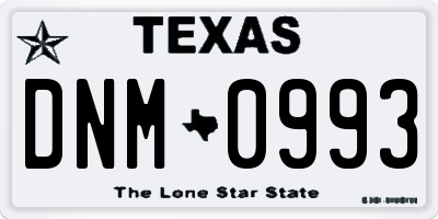 TX license plate DNM0993