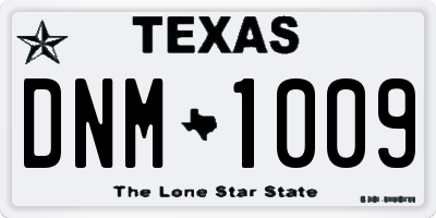 TX license plate DNM1009