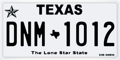 TX license plate DNM1012