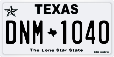 TX license plate DNM1040