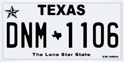 TX license plate DNM1106