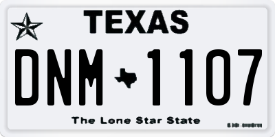 TX license plate DNM1107