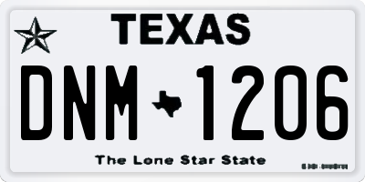 TX license plate DNM1206