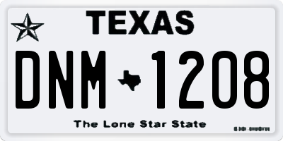 TX license plate DNM1208
