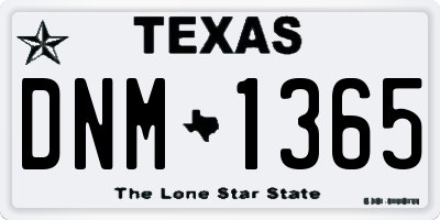 TX license plate DNM1365