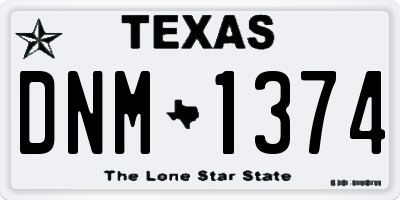 TX license plate DNM1374