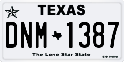 TX license plate DNM1387