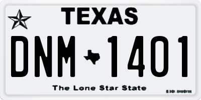 TX license plate DNM1401