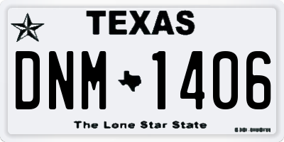 TX license plate DNM1406