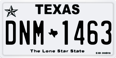 TX license plate DNM1463