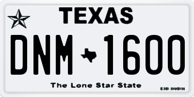TX license plate DNM1600