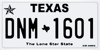 TX license plate DNM1601