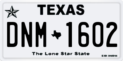 TX license plate DNM1602