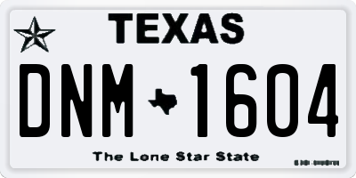 TX license plate DNM1604