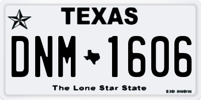 TX license plate DNM1606