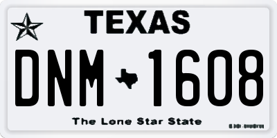 TX license plate DNM1608