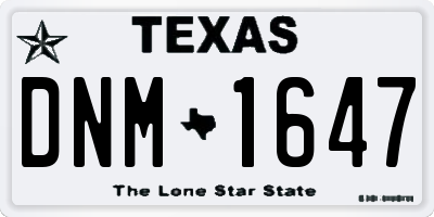 TX license plate DNM1647