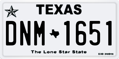 TX license plate DNM1651