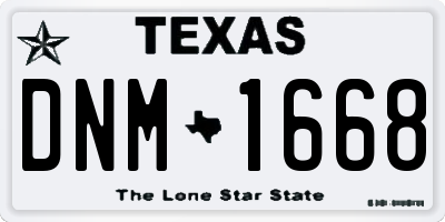TX license plate DNM1668