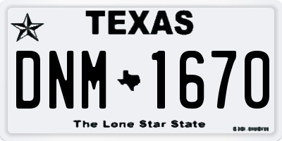 TX license plate DNM1670