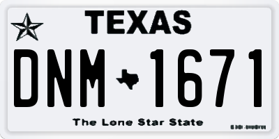 TX license plate DNM1671