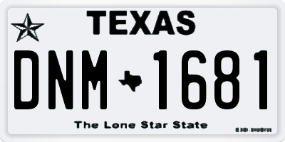 TX license plate DNM1681