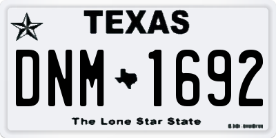TX license plate DNM1692