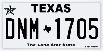 TX license plate DNM1705